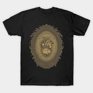 vector illustration of an antique human heart with engraving frame and ornament T-Shirt